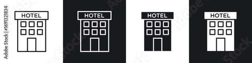 Hotel icon symbol collection on white background.