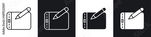 Graphic tablet icon symbol collection on white background.