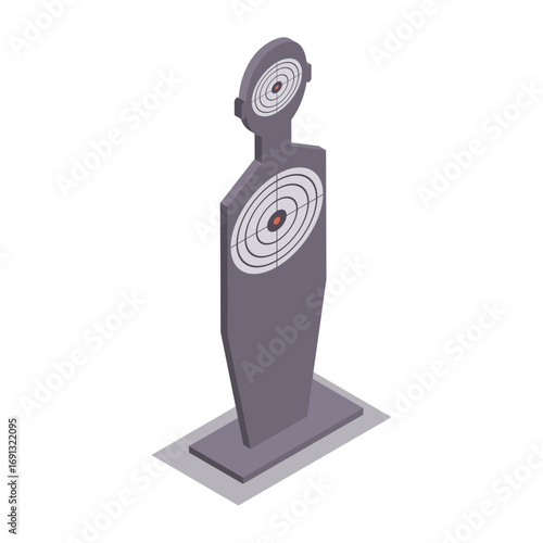 Isometric view of a target with bullseye for shooting practice