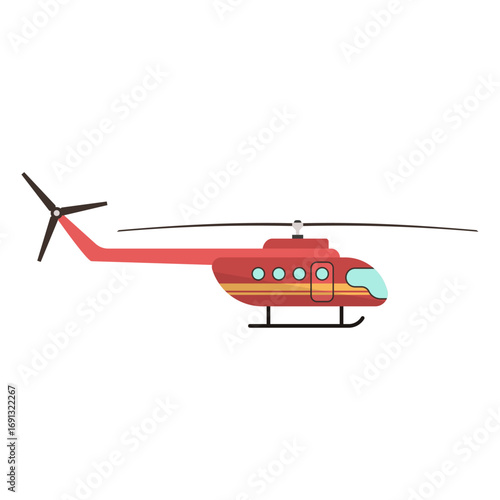 Whimsical Red Helicopter Soaring High in the Cartoon Sky