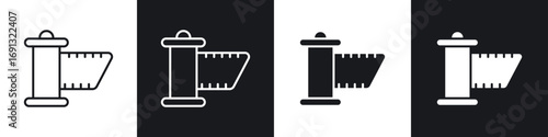 Film canister icon symbol collection on white background.