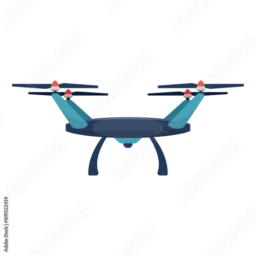 Modern blue quadcopter drone illustration for aerial technology
