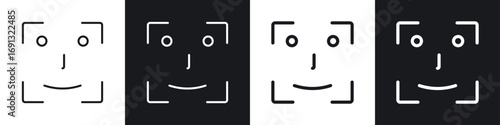 Face id icon symbol collection on white background.