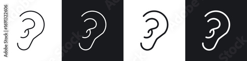 Ear icon symbol collection on white background.