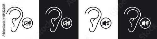 Ear deaf icon symbol collection on white background.