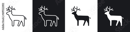 Deer icon symbol collection on white background.