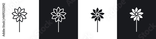 Daffodil Flower icon symbol collection on white background.
