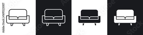 Couch icon symbol collection on white background.