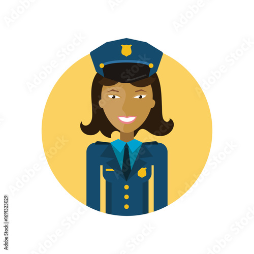Flat vector illustration of a police officer character portrait