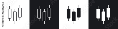 Chart candlestick icon symbol collection on white background.