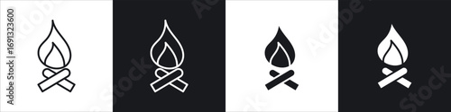 Campfire icon symbol collection on white background.