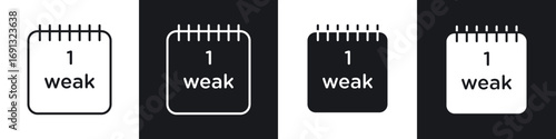 Calendar week icon symbol collection on white background.