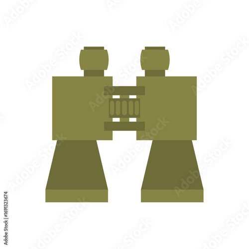 Simple Flat Vector Illustration of Green Binoculars for Outdoor Exploration and Discovery