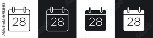 Calendar day icon symbol collection on white background.