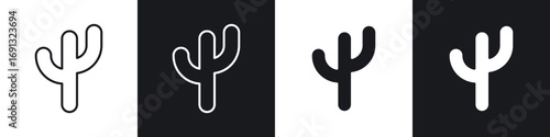 Cactus icon symbol collection on white background.