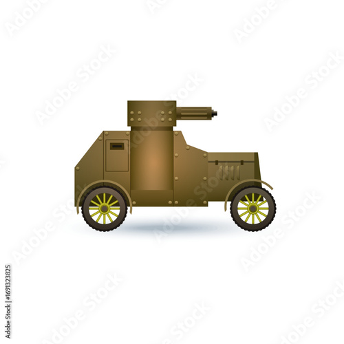 World War I Armored Car Illustration Vintage Vehicle Design and History