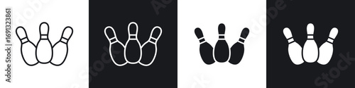 Bowling pins icon symbol collection on white background.