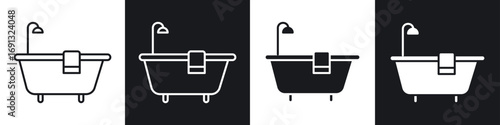 Bath icon symbol collection on white background.