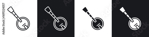 Banjo icon symbol collection on white background.