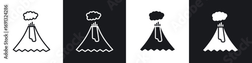 Volcano icon symbol collection on white background.
