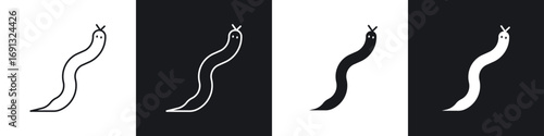 Cuadro en lienzo Snake icon symbol collection on white background.