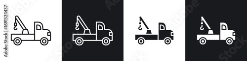Schilderij op canvas Tow truck icon symbol collection on white background.