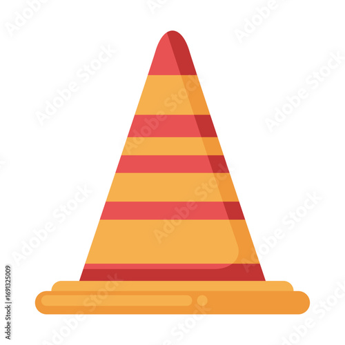 Safety First Isolated Striped Traffic Cone Warning of Road Construction