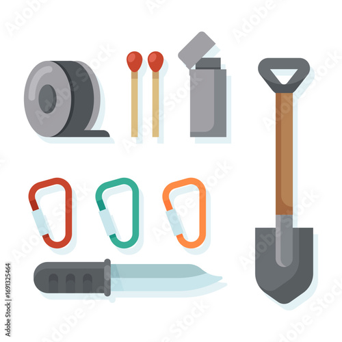 Set Essential Camping and Survival Gear Collection for Outdoor Adventures
