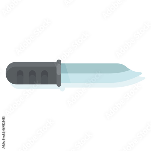 Simple flat vector icon of a tactical combat knife for survival and hunting