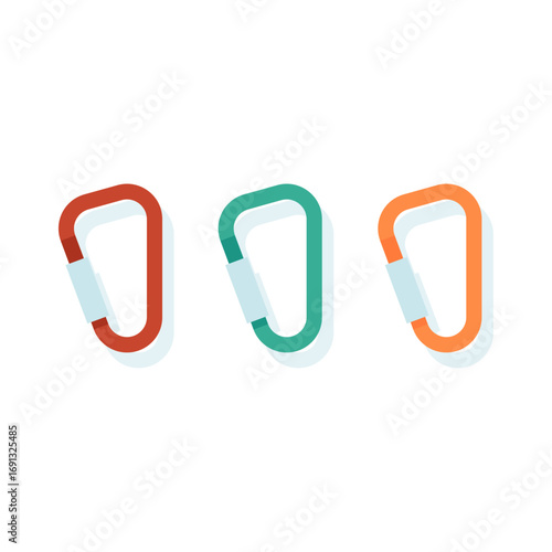 Vibrant red, green, and orange climbing carabiners, essential gear for adventurers and outdoor sports