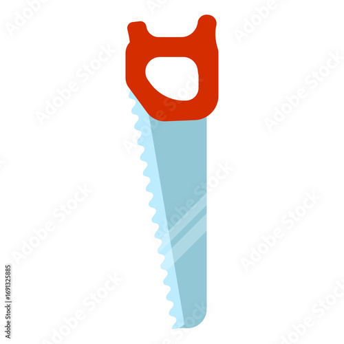 Classic Hand Saw Tool for Woodworking and DIY Projects Flat Vector Illustration