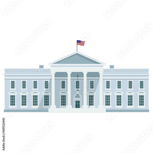 Vector illustration of the White House, a famous landmark in Washington D.C