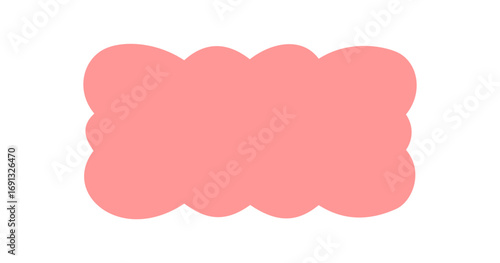 Groovy rectangle with scallop edge shows a funky bubble border in a retro cartoon pop style. Solid frame uses y2k graphic look as playful background and trendy edge element.