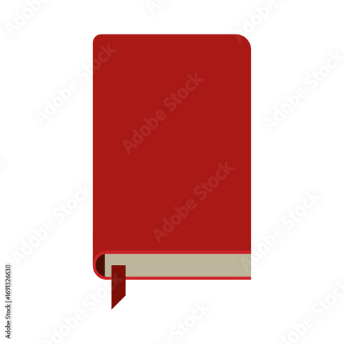 Minimalist Red Book with Integrated Bookmark - Flat Design Illustration for Reading and Learning Concepts