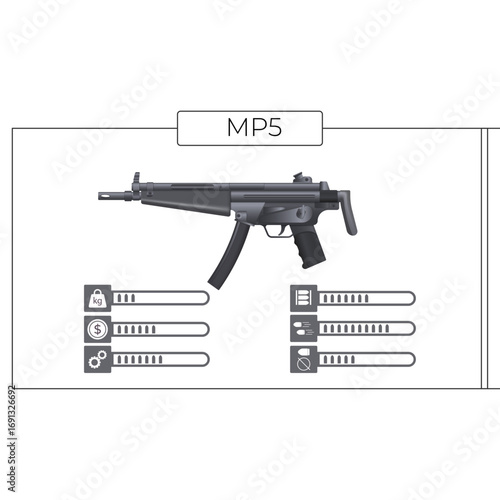 Firearm schematic with indicators for cost and recoil control
