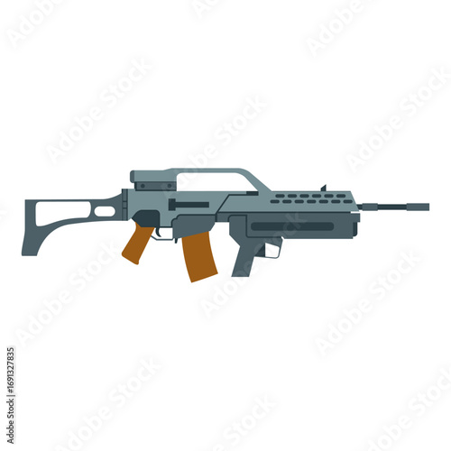Modern Military Weapon Detailed Illustration of a Futuristic Assault Rifle