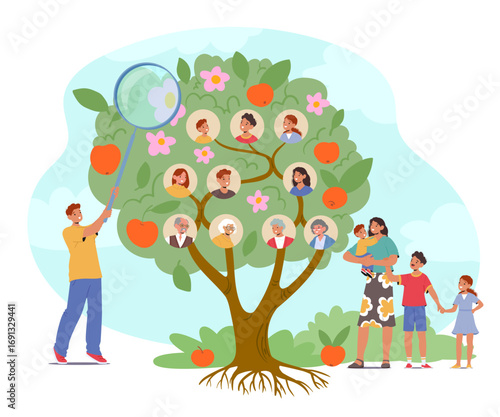 Happy family studying genealogical tree searching relatives bonding from wife and husband hand