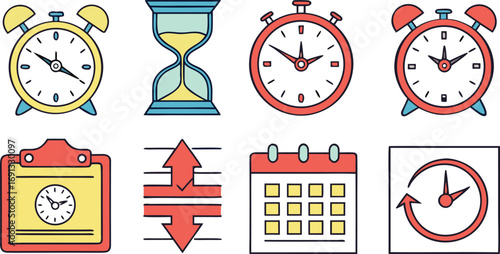 Colorful Time Icons Vector