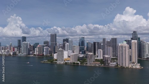 Wallpaper Mural Aerial view of Brickell skyscrapers. Brickell cityscape of downtown Miami. Miami Brickell skyline above the coastline. Brickell Key aerial view in Miami. Landscape of Miami. Torontodigital.ca