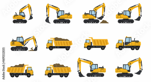 Icon set excavator