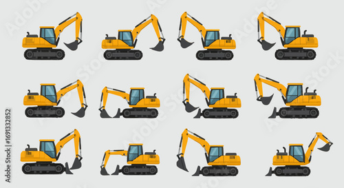 Icon set excavator
