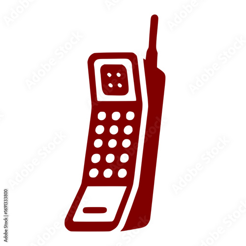 Vintage brick cell phone icon, a classic symbol of early mobile communication technology era