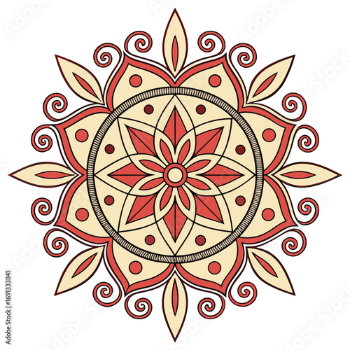 Intricate Bangladeshi mandala emblem featuring geometric floral patterns and swirling designs vector
