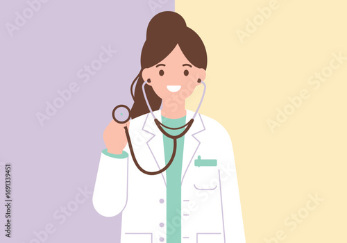 Caring female doctor ready to listen with her stethoscope, offering compassion and expertise for optimal health and wellness in a modern clinic