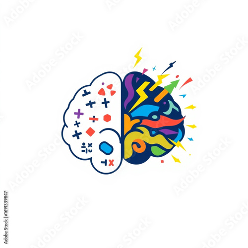 Vector illustration of the human brain. Creative. White background.
