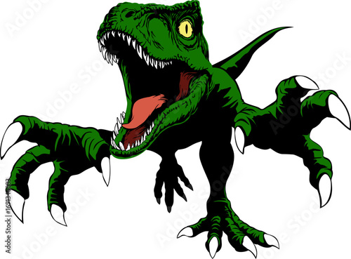 angry attacking raptor - vector llustration