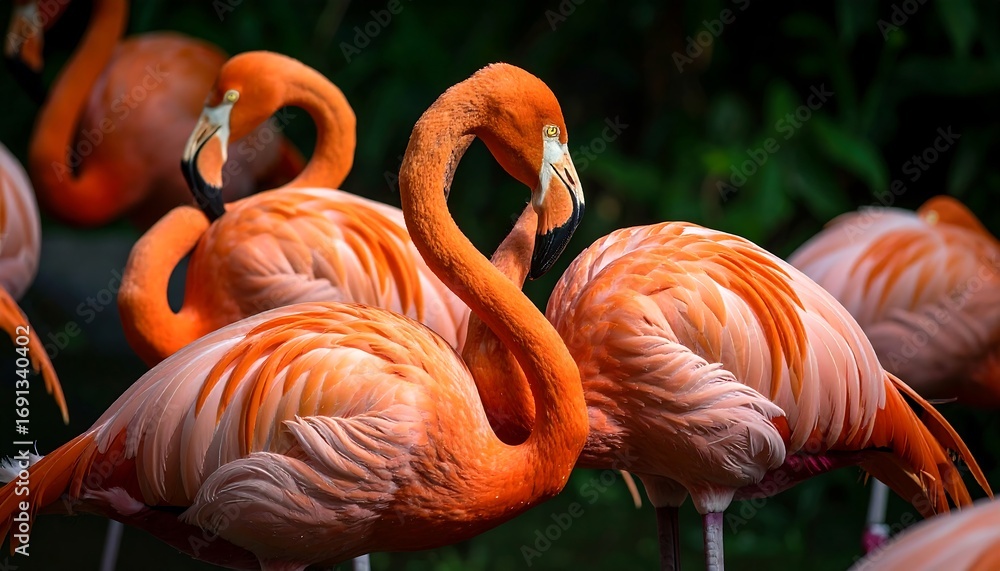 Obraz premium Close-up of flamingos in a group