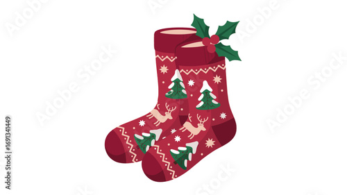 Christmas socks with festive designs.