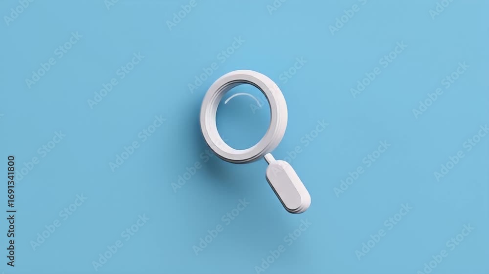 custom made wallpaper toronto digitalMinimalistic white magnifying glass on a blue background, symbolizing search, exploration, and clarity in a modern design aesthetic.