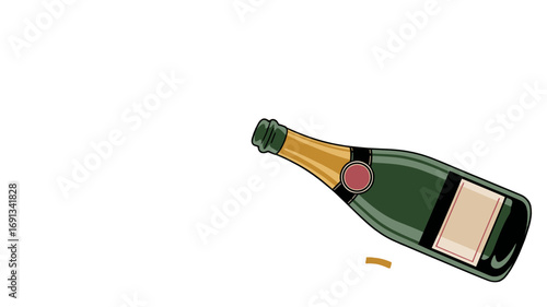 A captivating illustration of a champagne bottle resting elegantly.